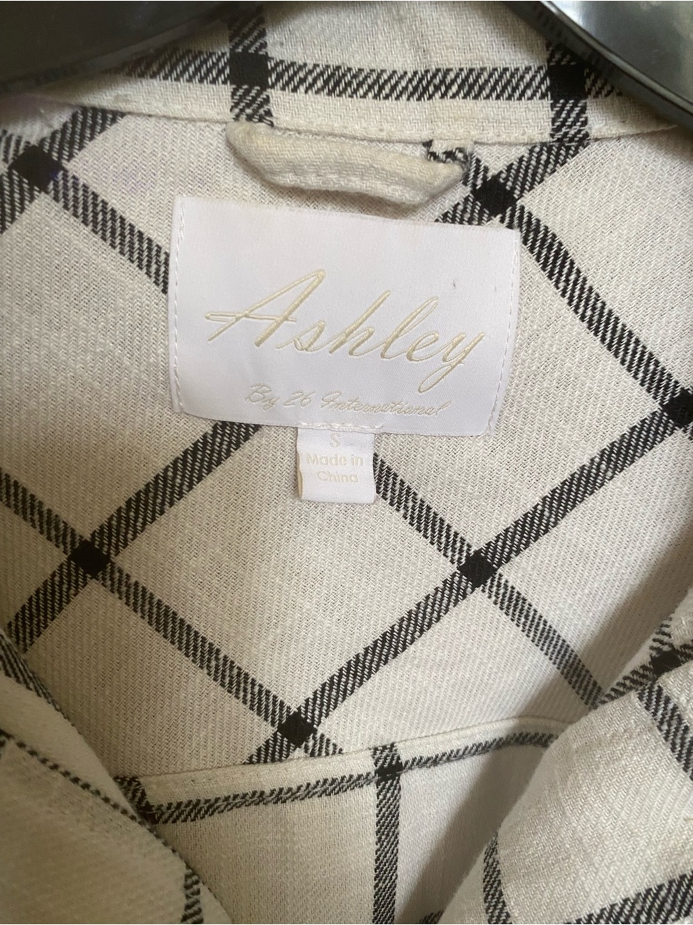 Ashley By 26 International Cream & Black Windowpane Button Jacket - Picture 2 of 6